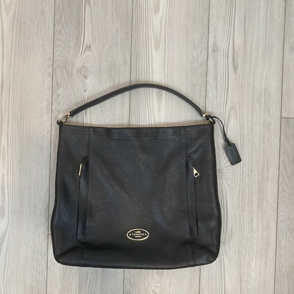 Coach Women's Scout Black Pebble Leather Hobo Bag - Picture 1 of 12
